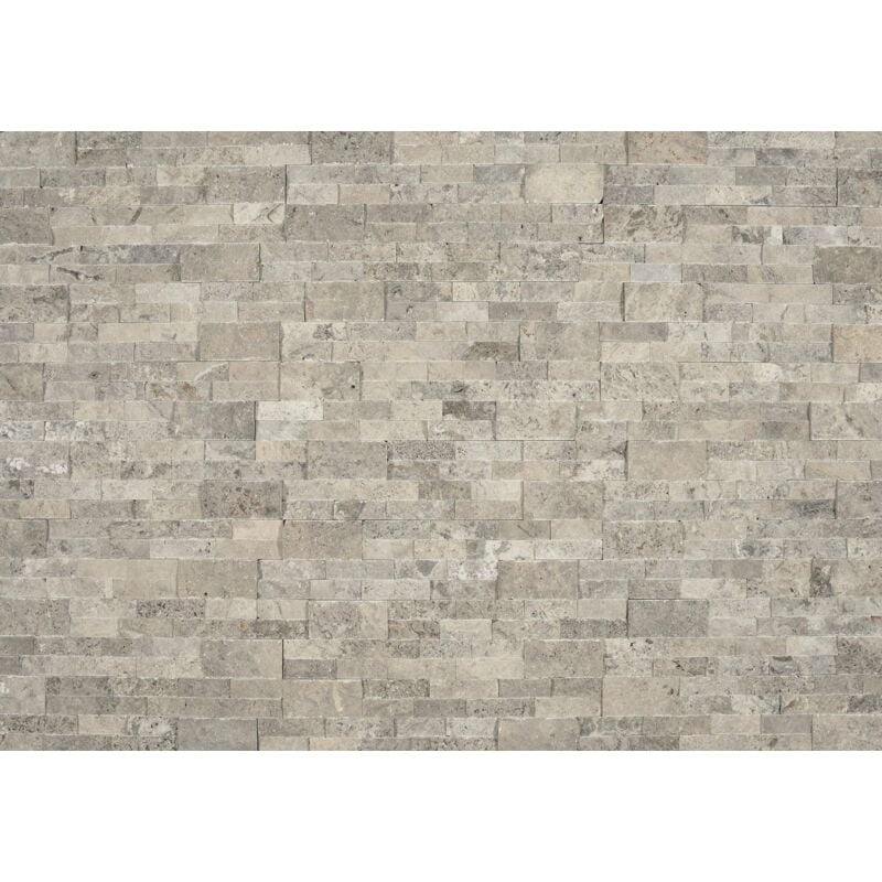 Parement mural - slimpanel - Travertin Silver - 15x60-65x1-2cm en z - Naturelle - (1 m²)