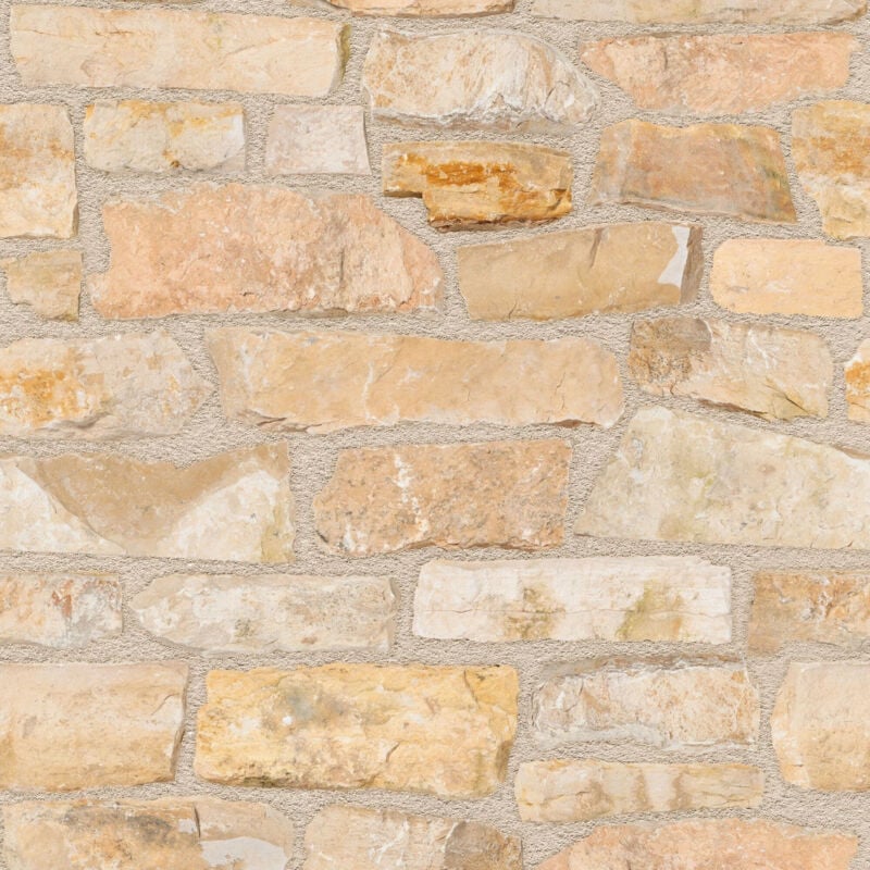 Ro'ma Nature - Parement Pierre Naturelle Saint Laurent - 10-30x7-11x2,5-3,5 cm - Beige (vendu par lot de 1 m²)