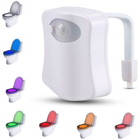 PARENCE.- Lampada LED per WC/Luce con sensore di movimento per WC e bagno/Luce notturna con 8 colori diversi