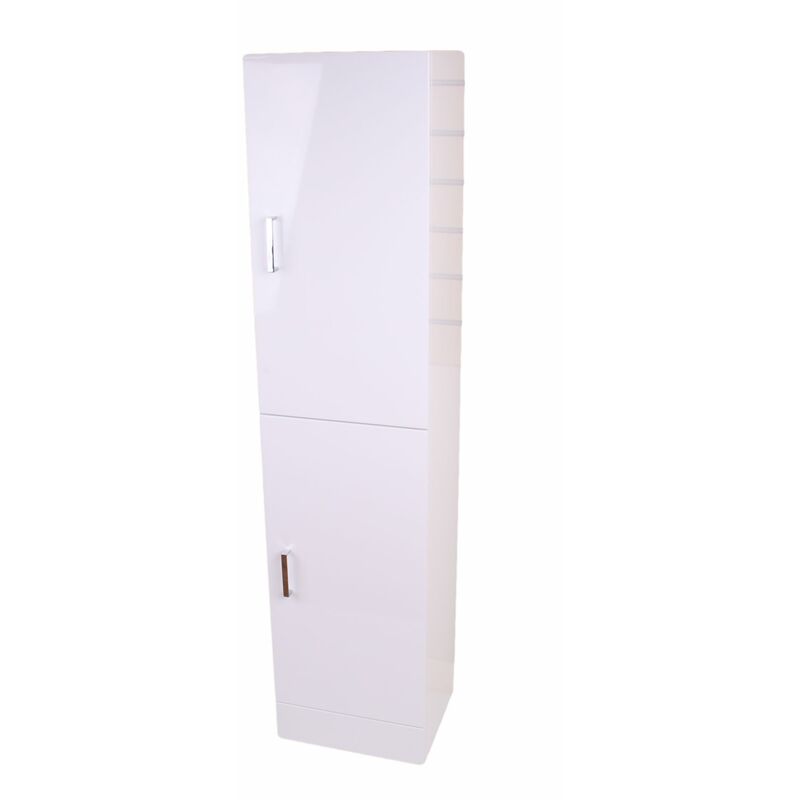 Paterno Freestanding Two Door High Gloss TallBoy, Soft Close Hinges - High Gloss White