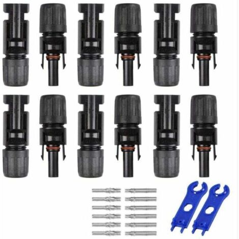 pares de conectores de cable para panel solar MC4 macho/hembra con doble anillo impermeable