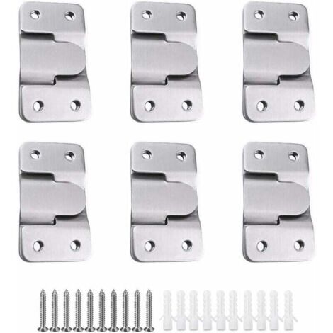 pares [paquete de 12] Soporte de montaje oculto con hebilla de enclavamiento para colgar, herrajes de pared de acero inoxidable para colgar cuadros, espejos, marcos, salpicaderos y muebles.