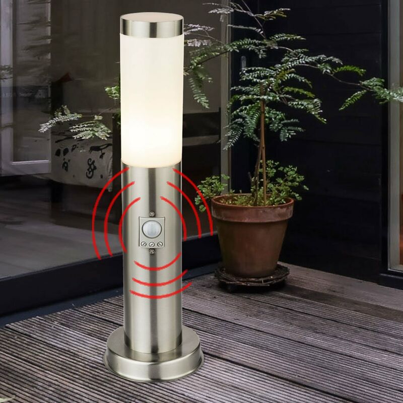 

Stand sensor de iluminación lámpara de acero inoxidable blanco 1 llama terraza césped Hilight 103109