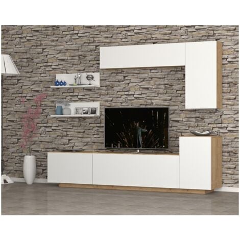 SOGGIORNO COMPLETO HAMBER MAX BIANCO LACCATO / ROVERE CADIZ - Arredo Casa