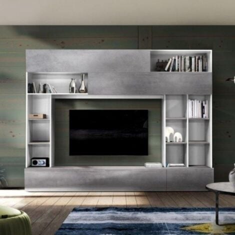 Parete attrezzata Boran colore bianco beton