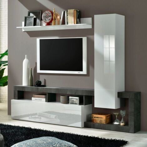 Parete attrezzata Little linea Frame in Bianco Lucido e Ossido