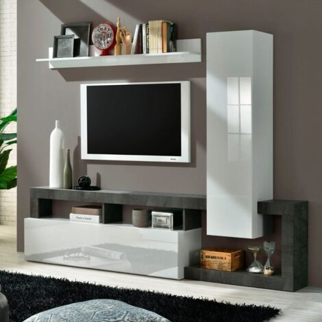 Parete attrezzata Little linea Frame in Bianco Lucido e Ossido