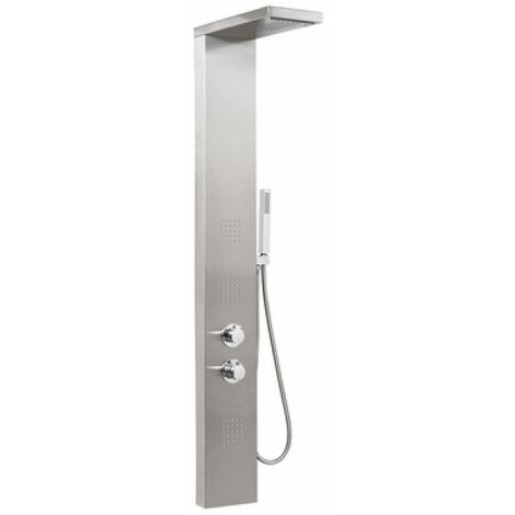PARETE ATTREZZATA MOD. MANHATTAN PLUS CON MISCELATORE TERMOSTATICO Acciaio inox lucidato