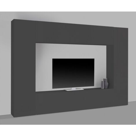 Parete Attrezzata Moderna per Soggiorno 260x30x180cm - ECHO - Colore: antracite opaco