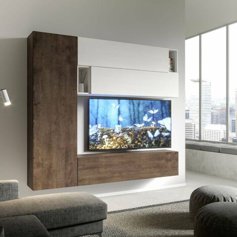 Parete attrezzata per soggiorno porta TV con ripiani per arredamento camere ed interni 236 cm