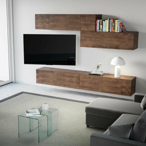 Parete attrezzata per soggiorno porta TV con ripiani per arredamento camere ed interni 268 cm