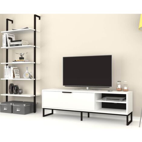 Parete attrezzata porta tv e libreria Way colore bianco