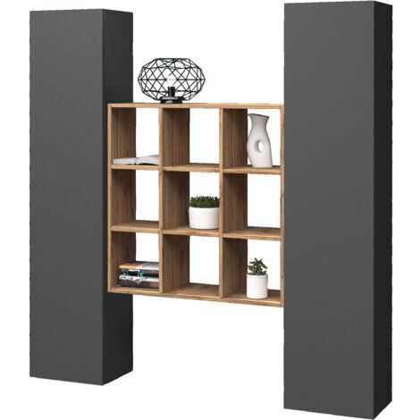 Parete Attrezzata Soggiorno 170x30x180 cm Maruska n°31 Grigio Antracite Opaco