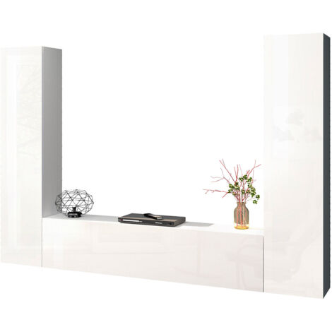 Parete Attrezzata Soggiorno 260x30x180 cm Maruska n°11 Bianco Lucido