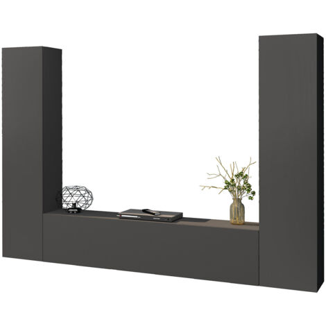 Parete Attrezzata Soggiorno 260x30x180 cm Maruska n°11 Grigio Antracite Opaco