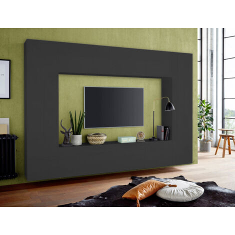 Parete Attrezzata Soggiorno 260x30x180 cm Maruska n°2 Grigio Antracite Opaco