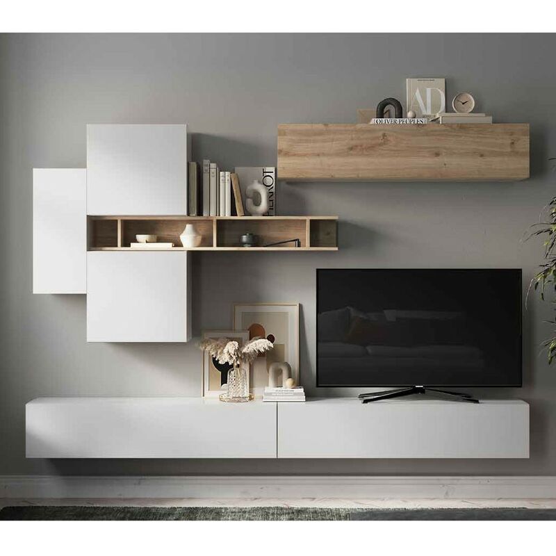 Stilprojectstore - Parete attrezzata soggiorno l 276x210x30 comp 44 - Infinity cadiz / bianco l.