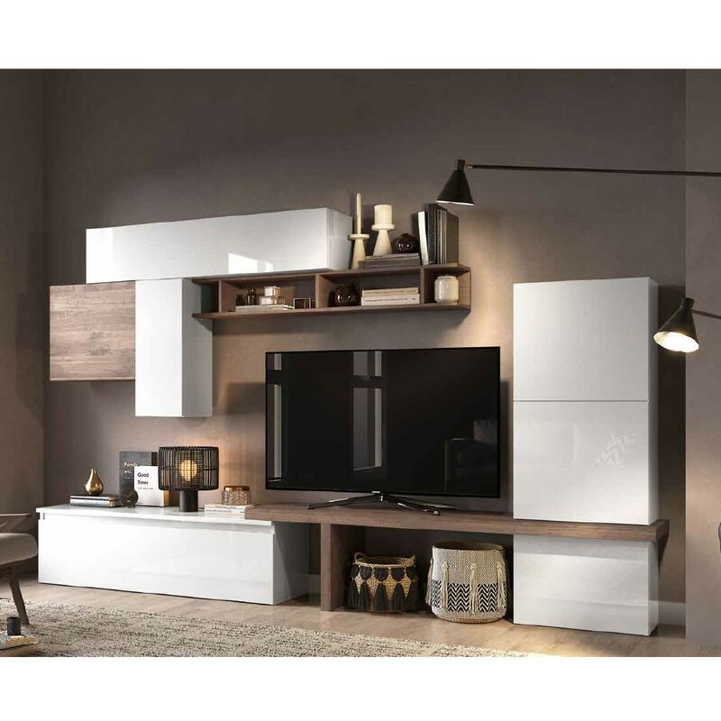 Stilprojectstore - Parete attrezzata soggiorno l 280X202X40 comp 46 - Infinity bianco l. / mercure