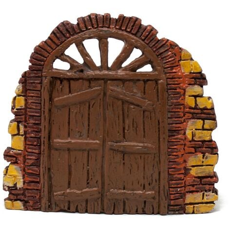 Parete con Portone in Resina 10 cm Miniature per Presepe - C3046A