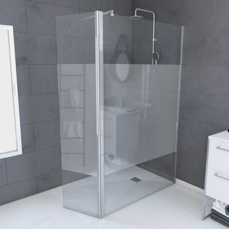 Parete Doccia con Deflettore Girevole 120+40x200cm - Fascia Smerigliata - Barra Estensibile Cromata