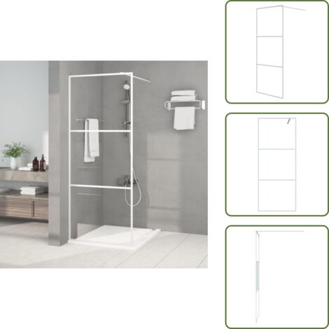 Parete doccia ESG - vidaXL Parete Doccia Walk in Bianca 80x195 cm Vetro Trasparente ESG - Parete doccia trasparente