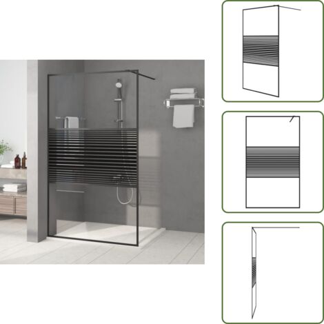 Parete doccia ESG - vidaXL Parete Doccia Walk in Nero 115x195 cm Vetro Trasparente ESG - Parete doccia nero