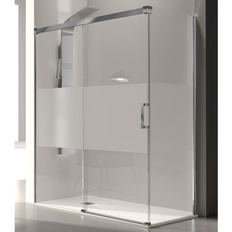 Parete doccia fissa + porta scorrevole GLASÉ vetro serigrafato 125 cm