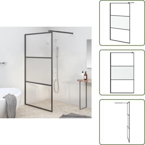 Parete doccia in alluminio - vidaXL Parete Doccia Walk in 115x195cm Vetro Semi Smerigliato ESG Nero - Parete doccia in acciaio inox