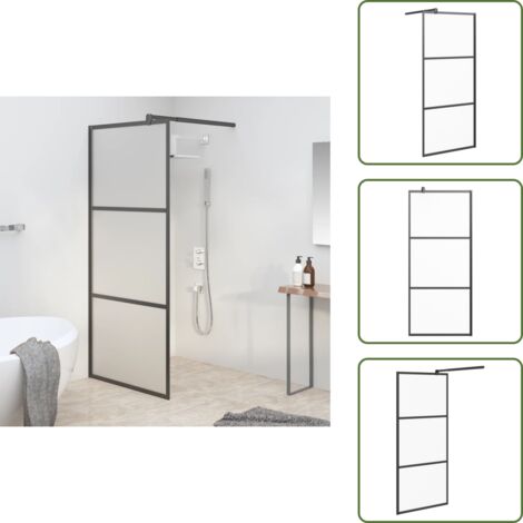 Parete doccia in alluminio - vidaXL Parete Doccia Walk in 90x195 cm in Vetro Smerigliato ESG Nero - Parete doccia in acciaio inox