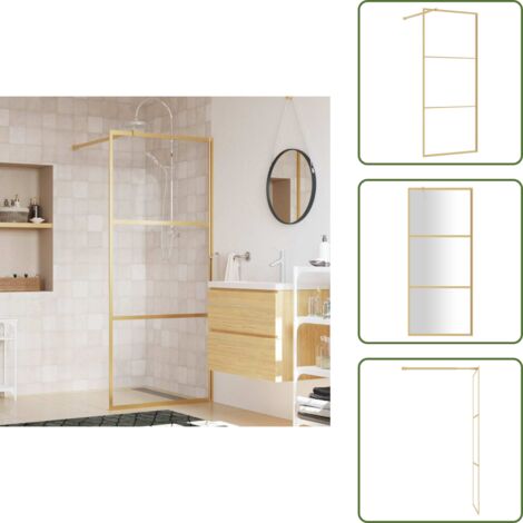 Parete doccia in alluminio - vidaXL Parete per Doccia Walk-in Vetro Trasparente ESG 90x195 cm Oro - Parete doccia orologio