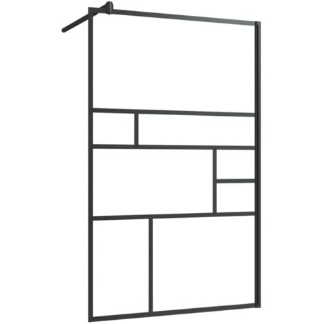 HELLOSHOP26 Parete doccia in vetro parete divisoria per vasca accessorio bagno parete divisoria doccia interno casa ESG trasparente 100 x 195 cm nero 020002142