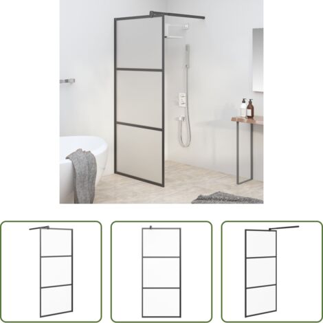 Parete doccia in vetro -  Parete Doccia Walk in 80x195 cm in Vetro Smerigliato ESG Nero