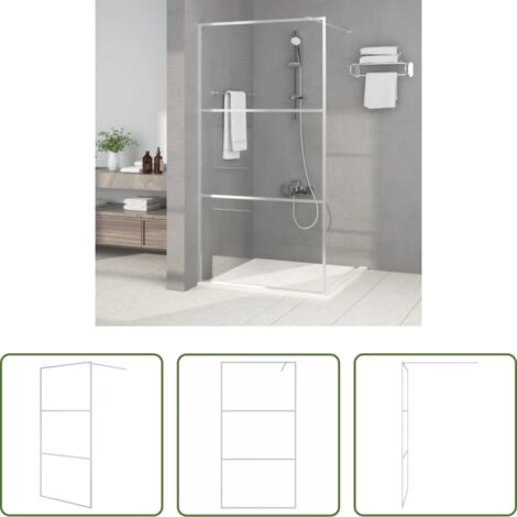 Parete doccia in vetro -  Parete Doccia Walk in Argento 100x195 cm Vetro Trasparente ESG