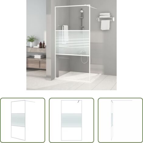 Parete doccia in vetro -  Parete Doccia Walk in Bianca 100x195 cm Vetro Trasparente ESG