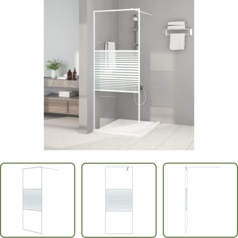 Parete doccia in vetro -  Parete Doccia Walk in Bianca 80x195 cm Vetro Trasparente ESG
