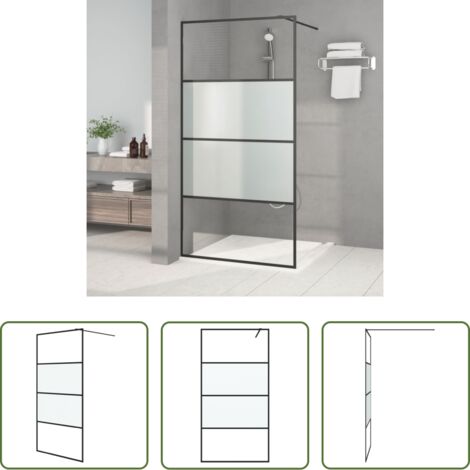 Parete doccia in vetro -  Parete Doccia Walk in Nera 100x195cm Vetro Semi Smerigliato ESG