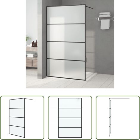 Parete doccia in vetro -  Parete Doccia Walk in Nera 115x195 cm Vetro Smerigliato ESG