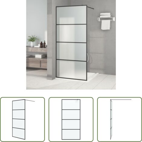 Parete doccia in vetro -  Parete Doccia Walk in Nera 90x195 cm Vetro Smerigliato ESG