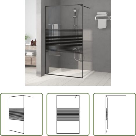Parete doccia in vetro -  Parete Doccia Walk in Nero 115x195 cm Vetro Trasparente ESG
