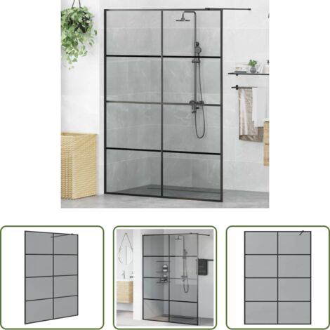 Parete doccia in vetro - Parete Doccia Walk-in Nero 140 x 195 cm vetro temperato