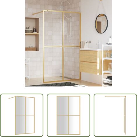Parete doccia in vetro -  Parete per Doccia Walk-in Vetro Trasparente ESG 118x195 cm Oro