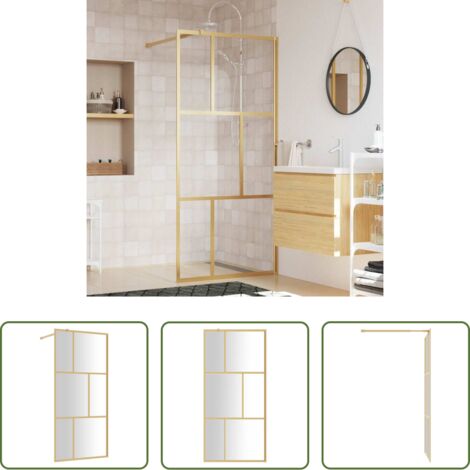 Parete doccia in vetro -  Parete per Doccia Walk-in Vetro Trasparente ESG 80x195 cm Oro