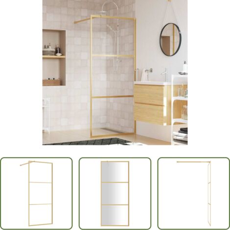 Parete doccia in vetro -  Parete per Doccia Walk-in Vetro Trasparente ESG 90x195 cm Oro
