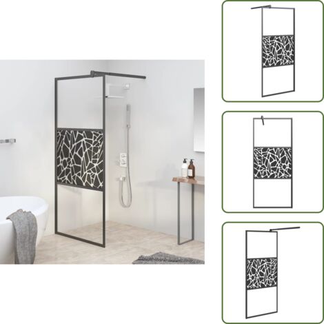Parete doccia in vetro - vidaXL Parete Doccia Walk in 80x195cm Vetro ESG con Design Pietre Nero - Design pietre
