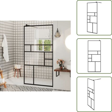 Parete doccia in vetro - vidaXL Parete Doccia Walk-in in Vetro Trasparente ESG Nera 80x195 cm - Doccia in alluminio