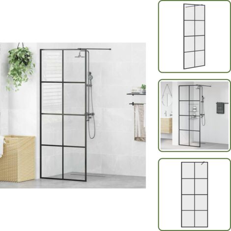 Parete doccia in vetro - vidaXL Parete per Doccia Walk-in Vetro Trasparente ESG 80x195 cm Nera - Doccia in vetro