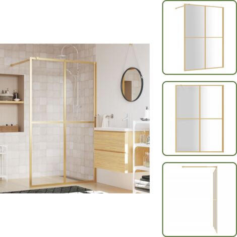 Parete doccia orologio - vidaXL Parete per Doccia Walk-in Vetro Trasparente ESG 140x195 cm Oro -