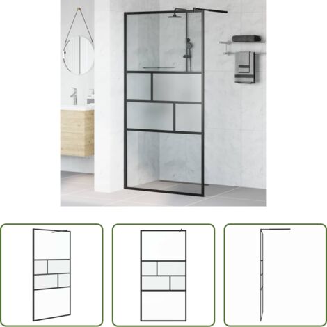 Parete doccia -  Parete Doccia Walk-in Nero 80 x 195 x 0.5 cm Vetro e Alluminio