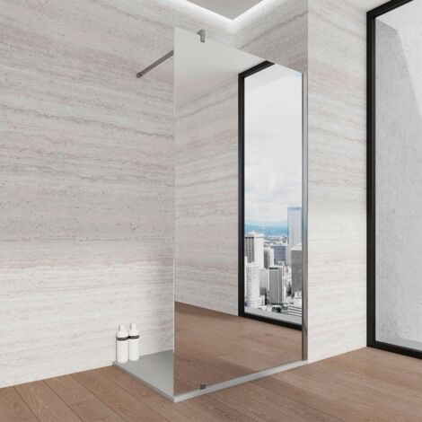 Parete Doccia WALK IN 100 cm cristallo SPECCHIO 8mm H 200 cm anticalcare reversibile