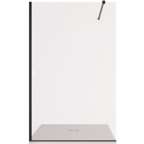 Parete Doccia Walk-In 100 cm Profili Neri e Cristallo Trasparente 8mm H195 Bonussi Nara